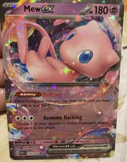 Pokemon Mew EX TCG Scarlet & Violet Holo Ultra Rare 151/165 +2 mystery stickers! - Image 2