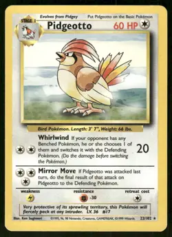Pokemon Tcg Pidgeotto #22 Pokemon Base Set NM - Image 1