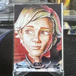 2025 Topps Star Wars Smugglers Outpost Stellar Art Omega Blue Ref /99 - Image 1