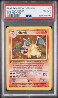 1999 POKEMON GERMAN 1ST EDITION #4 GLURAK-HOLO PSA 8 - Image 1