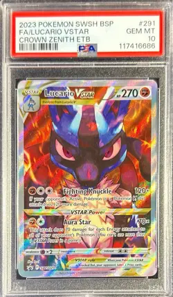 Lucario Vstar ~ Pokemon Crown Zenith ~ #291 SWSH291 Black Star Promo ~ PSA 10 - Image 1