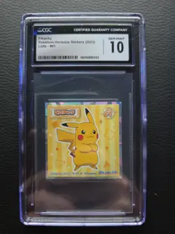 2023 LOTTE POKEMON JAPANESE HORIZONS WAFER STICKERS #01 PIKACHU CGC 10 GEM MINT - Image 1