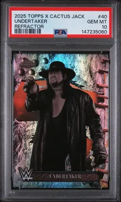 Topps 2025 Topps Chrome WWE x Cactus Jack Undertaker #40 Refractor PSA 10 - Image 3