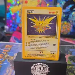 Pokemon TCG Zapdos 15/62 Fossil Holo Rare Vintage WOTC Unlimited LP/NM - Image 1