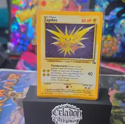 Pokemon TCG Zapdos 15/62 Fossil Holo Rare Vintage WOTC Unlimited LP/NM - Image 2
