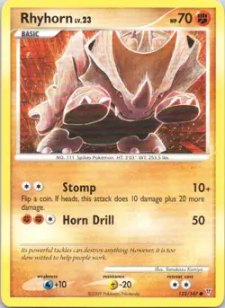 2009 Platinum - Supreme Victors Rhyhorn Basic/Common #122 - Image 1
