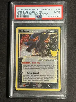 2021 Pokemon Celebrations Classic Pop Series 5 Umbreon Gold Star #17 PSA 9 - Image 1