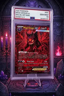 Pokemon MEGA Gengar ex SAR 2025 Signed UV Italian Artist Fan Art - Image 1