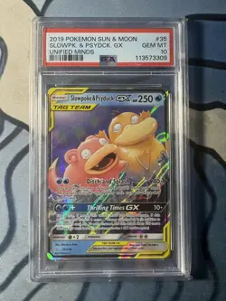 2019 POKEMON SUN & MOON UNIFIED MINDS #35 SLOWPOKE & PSYDUCK GX PSA 10 - Image 1