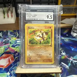 Pokemon TCG Mankey Jungle Card Unlimited, 55/64, Graded 9.5 by CGC - Image 1