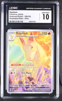 Pokemon Rapidash 189/182 Illustration Rare Destined Rivals - CGC 10 - Image 1