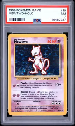 1999 POKEMON BASE SET UNLIMITED #10 MEWTWO-HOLO PSA 7 - Image 1