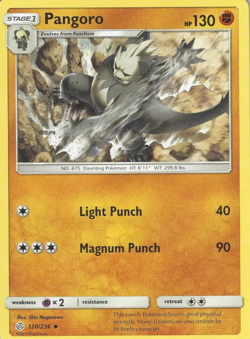 POKEMON TCG - PANGORO - NON HOLO - COSMIC ECLIPSE - 120/236 - Image 5