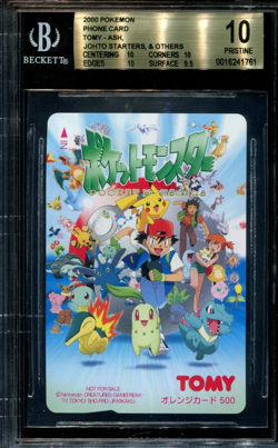 BGS 10 Pokemon Phone Card Telephone Japan Japanese Tomy JR Ash Pikachu Johto - Image 1
