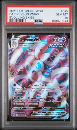 2021 POKEMON SWORD & SHIELD EVOLVING SKIES #075 FULL ART/SYLVEON VMAX PSA 10 - Image 1