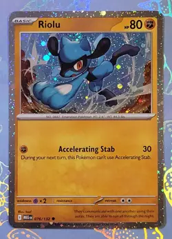 Riolu 076/132 Mega Evolution Cosmos Holo Rare Pokemon Card NM - Image 1
