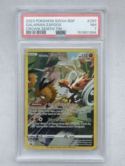 2025 POKEMON GALARIAN ZAPDOS SWSH283 BLACK STAR PROMO CROWN ZENITH TIN PSA 7 - Image 1