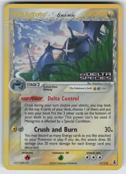 Metagross 11/113 Rare Delta Species Pokemon Reverse Holo Damaged - Image 1