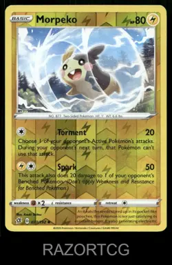 MORPEKO 073/192 UC REBEL CLASH POKEMON REVERSE HOLO LP - Image 1