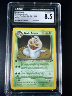 CGC 8.5 DARK ARBOK Holo (Team Rocket) 2/82 Pokemon Card 1st edition 2000 - Image 1