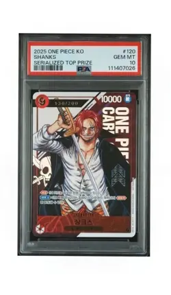 2025 One Piece Promo Korean SHANKS Serialized Top Prize OP01-120 PSA 10 - Image 1