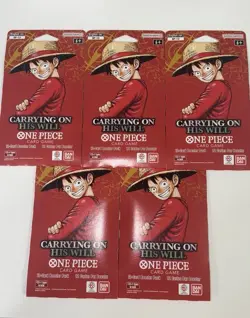 One Piece OP-13 Carrying On His Will Sleeved Booster Lot Of 5 HEAVY 38g - Image 1