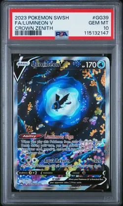Pokemon Lumineon V GG39/GG70 2023 Crown Zenith Ultra Rare Card - PSA 10 GEM MINT - Image 1