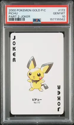 2000 POKEMON GOLD VERSION PART 2 PLAYING CARDS JOKER #172 PICHU PSA 10 - Image 1
