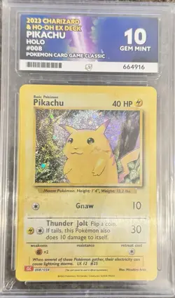 Pokemon Pikachu TCG Classic Collection Holo Card 008/034 Ace Grading 10 Gem Mint - Image 1
