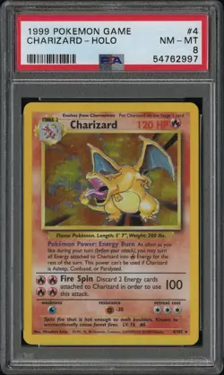 PSA 8 NM-MT 1999 Charizard Base Set Unlimited Holo Pokemon Card 4/102 - Image 1
