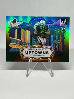 Ashton Jeanty 2025 Donruss Rookies & Highlights Green Horizontal Uptown SSP Card - Image 1