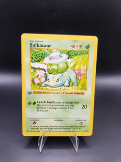 BULBASAUR 1ST EDITION SHADOWLESS POKEMON CARD BASE SET 44/102 TCG RARE - Image 1
