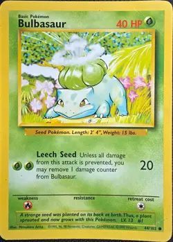 BULBASAUR - Base Set - 44/102 - Common - Pokemon Card - Unlimited Edition - Image 1