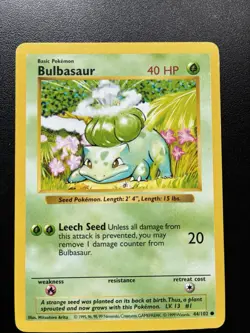Pokemon Card Bulbasaur 44/102 Shadowless Base Set WOTC - Image 1