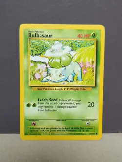 Bulbasaur 44/102 Base Set Pokemon Card 1999 LP - Image 1