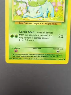Bulbasaur 44/102 Base Set Pokemon Card 1999 LP - Image 5