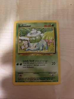 Pokemon Bulbasaur Base Set 44/102 Vintage Common WOTC Card - Image 1