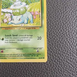 Bulbasaur 44/102 Shadowless Base Set Pokemon THC card - Image 5