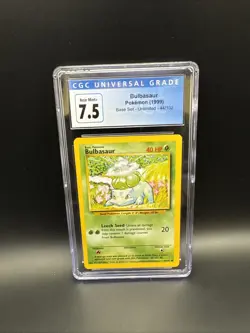 Pokemon TCG Base Set Bulbasaur Card 44/102 CGC Graded NM+ 7.5 - Image 1