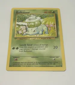 Pokemon TCG Bulbasaur Vintage Base Set 1995 Playing Card 44/102- Unminted - Image 1