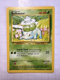 Pokemon TCG Bulbasaur Base Set 44/102 Vintage 1999 WOTC Card LP/NM Condition - Image 1