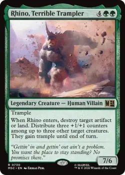 ~ Rhino, Terrible Trampler ~ NM Foil ~ Commander: Marvel Super Heroes ~ MTG ~ - Image 1