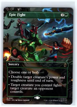 Epic Fight (Borderless) 351 Rare Marvel Super Heroes Magic: The Gathering NM - Image 1