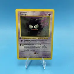 Gastly 50/102 - 1st Edition Shadowless - Base Set Pokemon Card HEAVY PLAY - Image 1