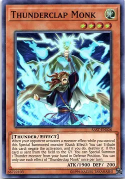 Yugioh: Thunderclap Monk - SAST-EN026 - Super Rare - Unlimited - NM - Image 1