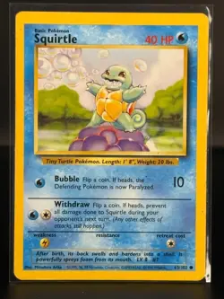 Squirtle - 63/102 - Common - Base Set - Pokemon Card - MP - 50 - Image 1