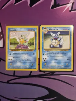 Pokemon 1999 Base Set Squirtle 63/102 And Wartortle 42/102 Pokemon Card Bundle - Image 1