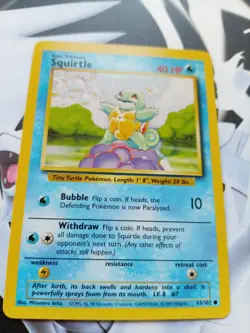 Pokemon Card, Squirtle, Base Set, 63/ 102 lp - Image 1