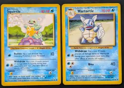 Squirtle 63/102 & Wartortle 42/102 WOTC Vintage Base Set Pokemon Card Bundle - Image 1