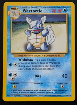 Squirtle 63/102 & Wartortle 42/102 WOTC Vintage Base Set Pokemon Card Bundle - Image 3